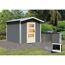 Saunahaus 'Bosse 1' terragrau mit Vorraum 9 kW Bio-Ofen externe Steuerung 231 x 273 x 235 cm