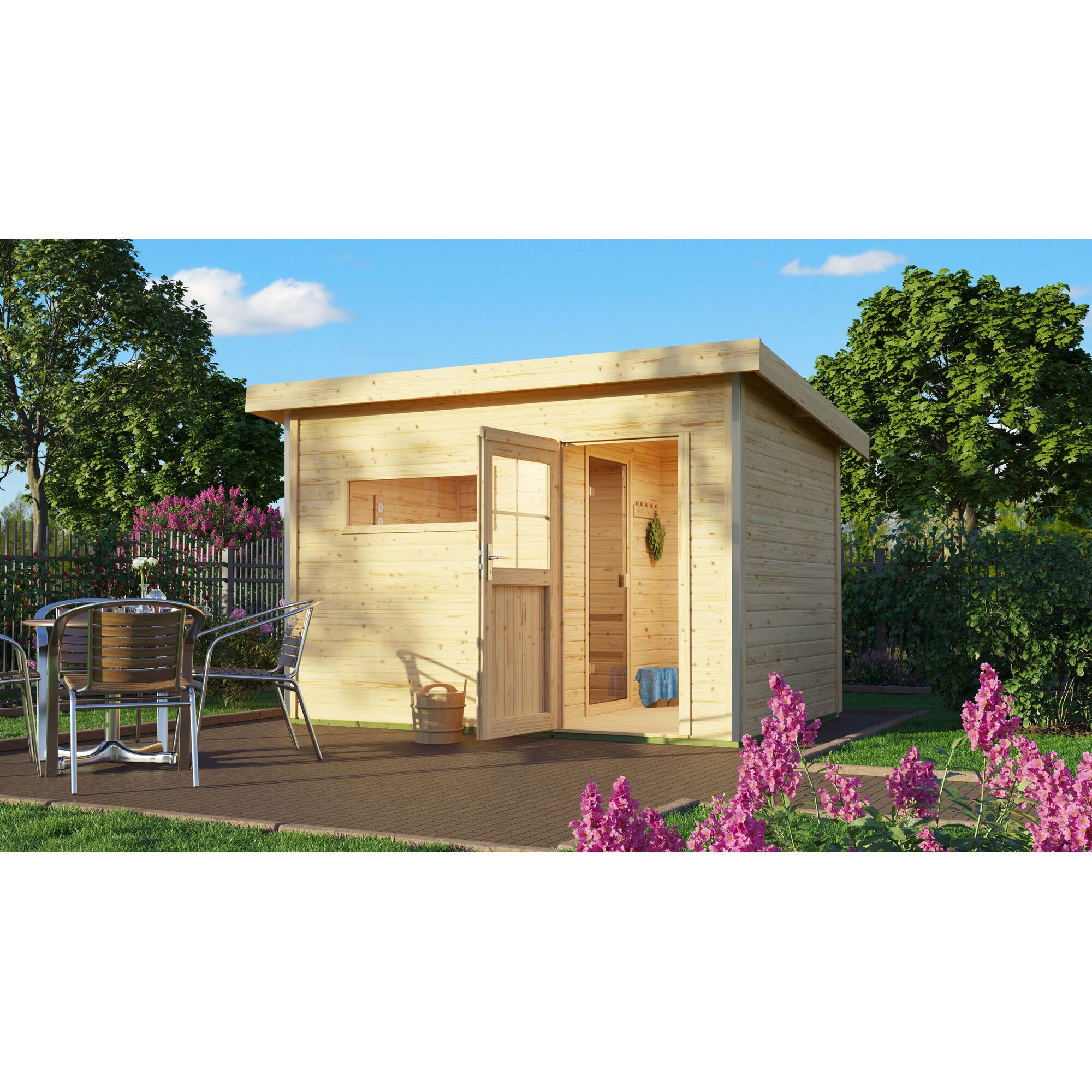 Saunahaus SH Skrollan 2 im Garten