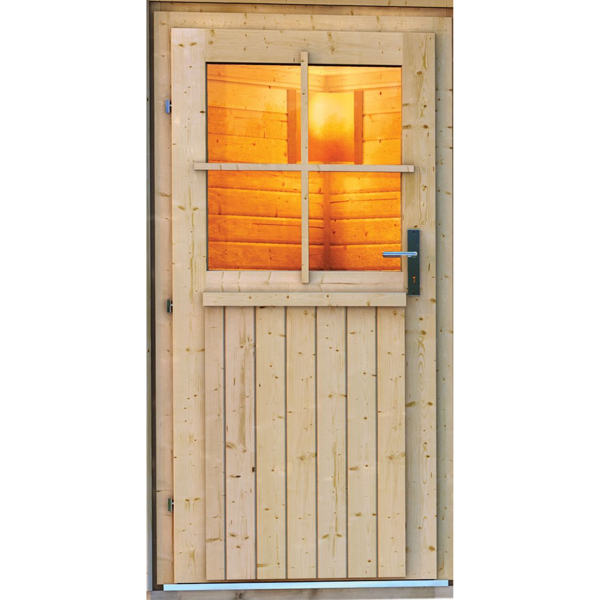 Saunahaus 'Skrollan 3' naturbelassen mit klassischer Tür mit 9 kW Bio-Ofen externe Steuerung 396 x 231 x 227 cm + product picture
