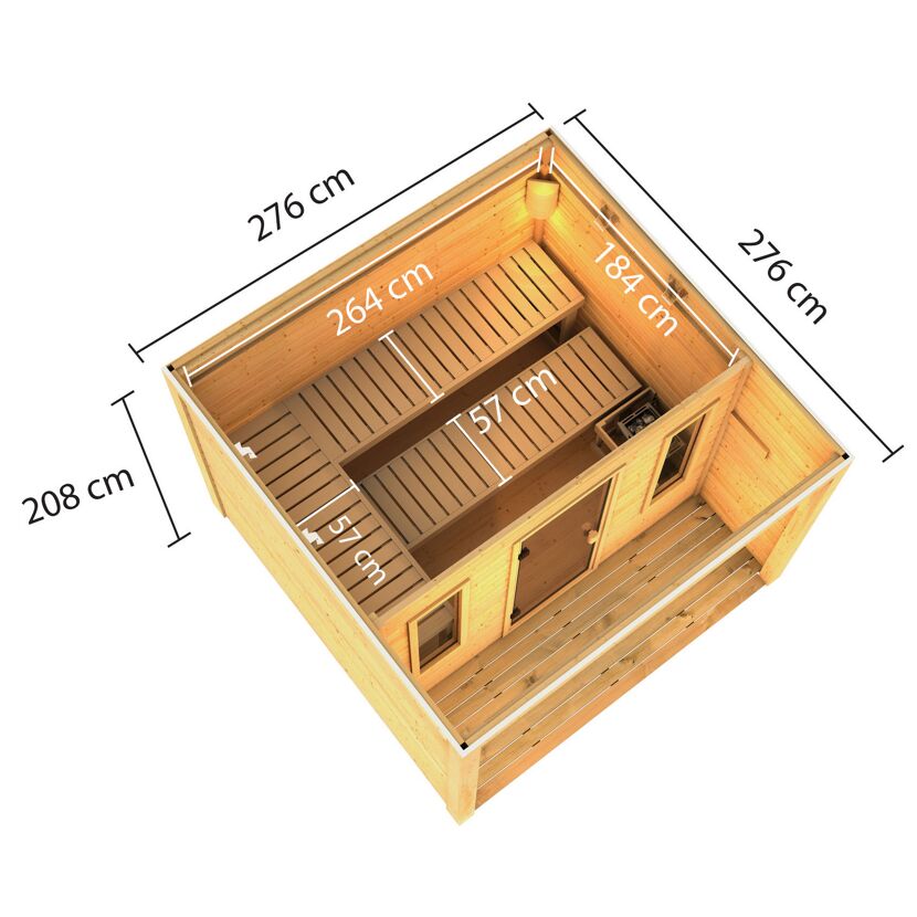 Sauna SH Salvador 9KW exst.BIO natur mit Maßen