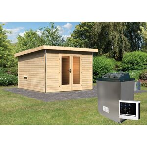 Saunahaus 'Francisco 1' B naturbelassen 9 kW Ofen externe Steuerung 309 x 309 x 229 cm