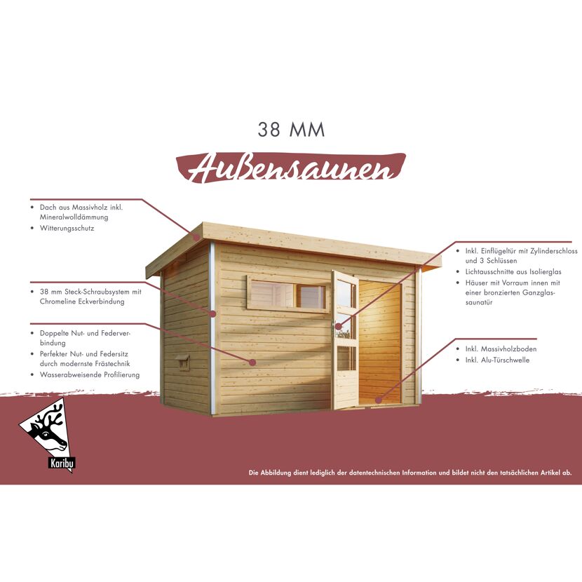 Saunahaus 'Francisco 2' A naturbelassen 9 kW Ofen externe Steuerung 369 x 309 x 229 cm