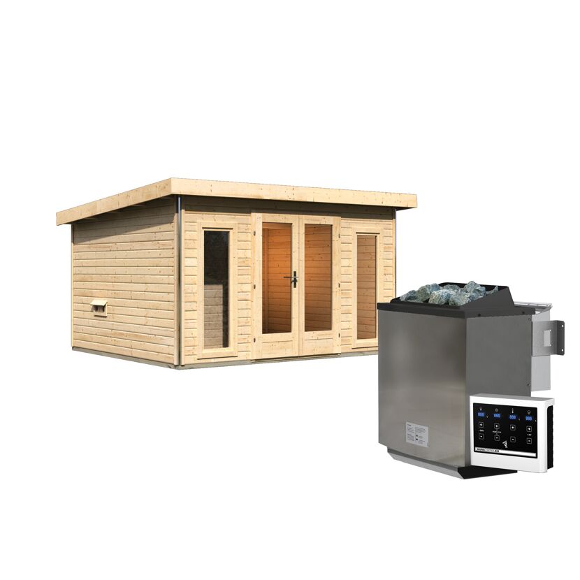 Saunahaus Francisco 2 Set A 9KW natur und Saunaofen