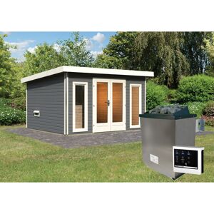 Saunahaus 'Francisco 2' A terragrau 9 kW Ofen externe Steuerung 369 x 309 x 229 cm