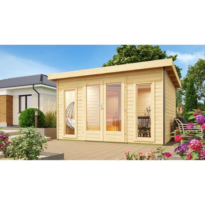 Saunahaus 'Francisco 2' B naturbelassen 9 kW Ofen externe Steuerung 369 x 309 x 229 cm