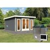 Saunahaus 'Francisco 3' A terragrau 9 kW Ofen externe Steuerung 369 x 369 x 229 cm