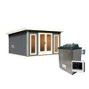 Saunahaus 'Francisco 3' A terragrau 9 kW Ofen externe Steuerung 369 x 369 x 229 cm