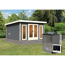 Saunahaus 'Francisco 3' A terragrau 9 kW Bio-Ofen externe Steuerung 369 x 369 x 229 cm