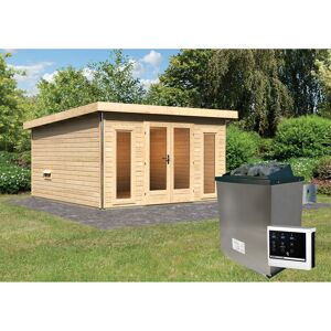 Saunahaus 'Francisco 3' B naturbelassen 9 kW Ofen externe Steuerung 369 x 369 x 229 cm