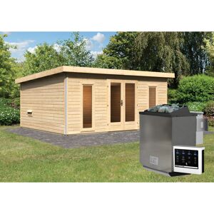Saunahaus 'Francisco 4' A naturbelassen 9 kW Bio-Ofen externe Steuerung 490 x 369 x 229 cm