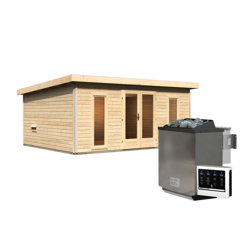 Saunahaus Francisco 4 Set A 9KW natur und Saunaofen