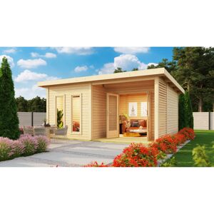 Saunahaus 'Francisco 5' A naturbelassen 9 kW Ofen externeSteuerung 509 x 369 x 253 cm