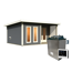 Saunahaus 'Francisco 5' B terragrau 9 kW Ofen externe Steuerung 509 x 369 x 253 cm