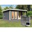 Saunahaus 'Francisco 5' B terragrau 9 kW Bio-Ofen externe Steuerung 509 x 369 x 253 cm