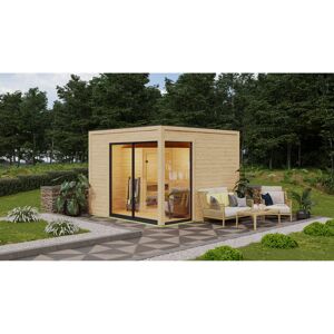 Gartenhaus mit Sauna 'Enrique 1 Variante A' naturbelassen 9 kW Ofen externe Steuerung 308 x 308 x 242 cm
