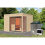 Verkleinertes Bild von Gartenhaus mit Sauna 'Enrique 1 Variante A' naturbelassen 9 kW Ofen externe Steuerung 308 x 308 x 242 cm