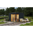 Verkleinertes Bild von Gartenhaus mit Sauna 'Enrique 1 Variante A' anthrazit 9 kW Ofen externe Steuerung 308 x 308 x 242 cm