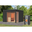 Verkleinertes Bild von Gartenhaus mit Sauna 'Enrique 1 Variante A' anthrazit mit Holzofen 308 x 308 x 242 cm