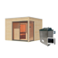 Verkleinertes Bild von Gartenhaus mit Sauna 'Enrique 1 Variante B' naturbelassen 9 kW Ofen externe Steuerung 308 x 308 x 242 cm