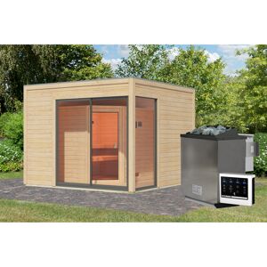 Gartenhaus mit Sauna 'Enrique 1 Variante B' naturbelassen 9 kW Bio-Ofen externe Steuerung 308 x 308 x 242 cm