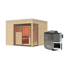Verkleinertes Bild von Gartenhaus mit Sauna 'Enrique 1 Variante B' naturbelassen 9 kW Bio-Ofen externe Steuerung 308 x 308 x 242 cm
