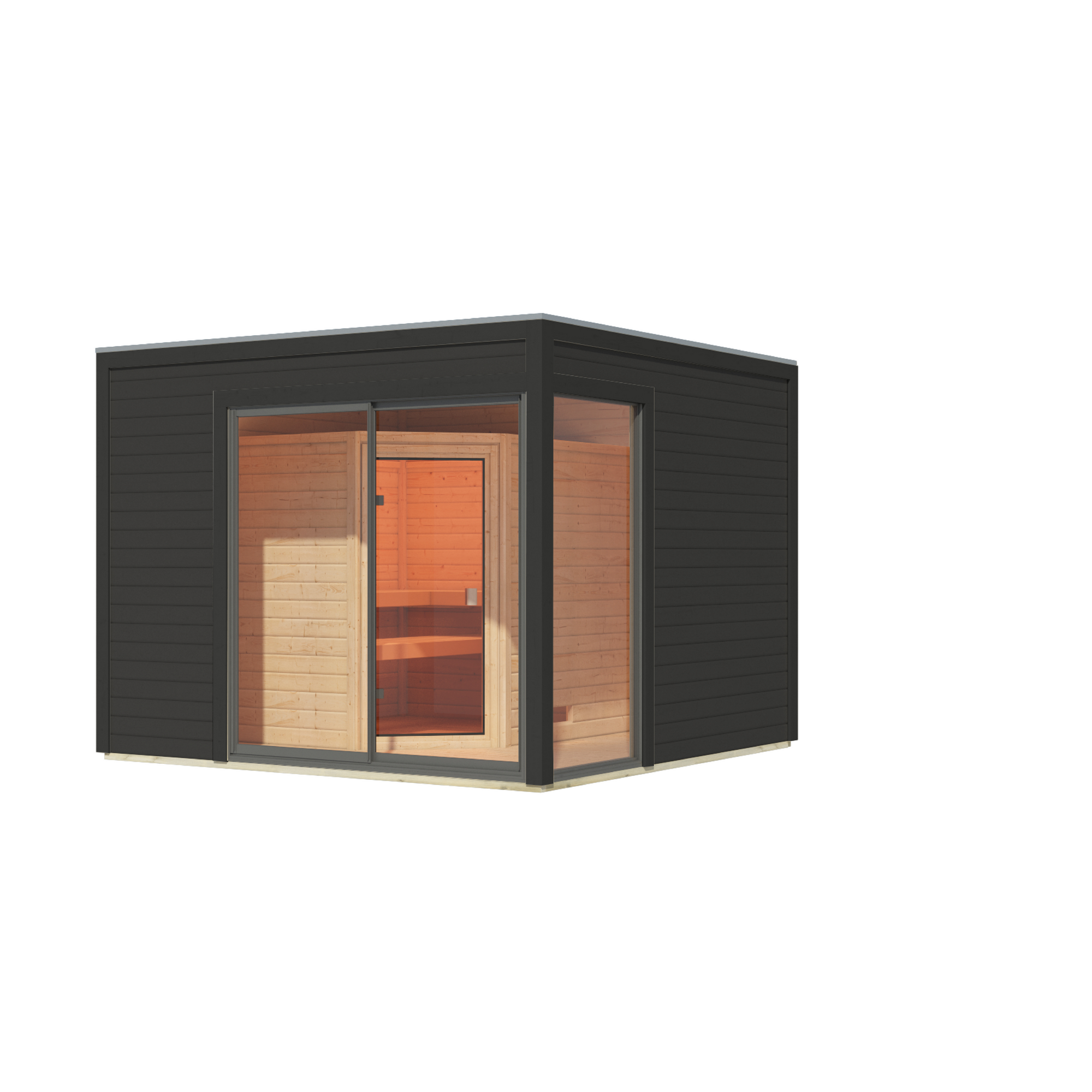 Gartenhaus mit Sauna 'Enrique 1 Variante B' anthrazit 308 x 308 x 242 cm + product picture
