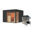 Verkleinertes Bild von Gartenhaus mit Sauna 'Enrique 1 Variante B' anthrazit 9 kW Ofen externe Steuerung 308 x 308 x 242 cm