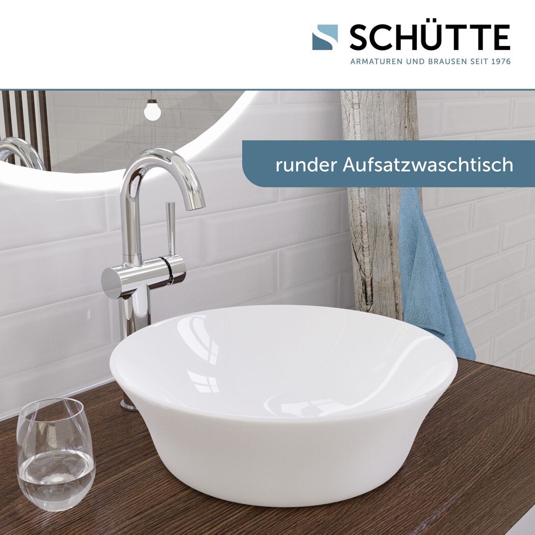 Aufsatzhandwaschbecken rund 'Tassoni Bowl' weiß Ø 40 x 11 cm