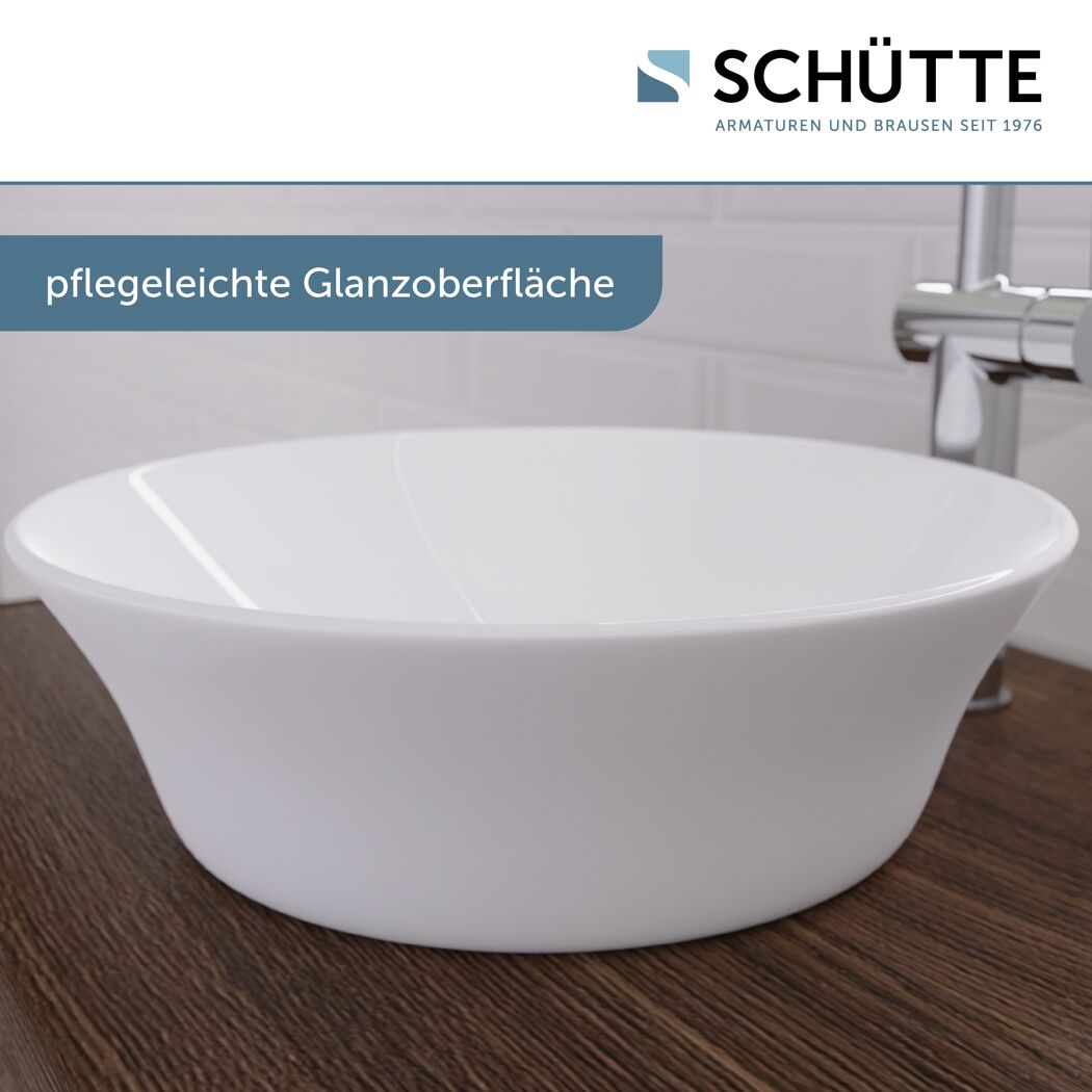 Aufsatzhandwaschbecken rund 'Tassoni Bowl' weiß Ø 40 x 11 cm