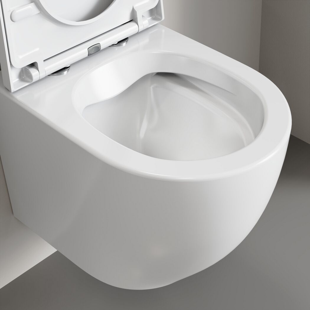 Hängendes WC mit offenem Toilettendeckel