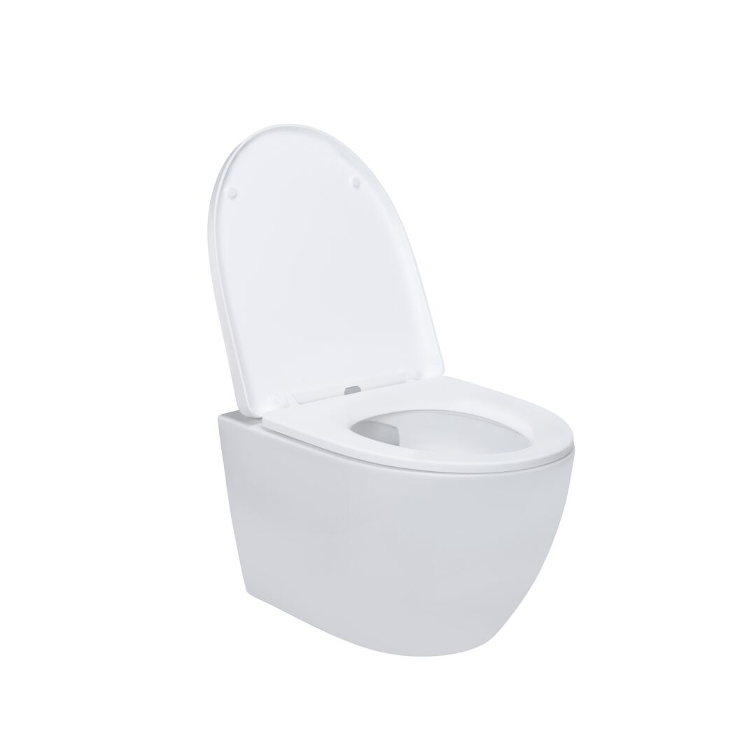 Weisses Wand-WC mit offenem Deckel
