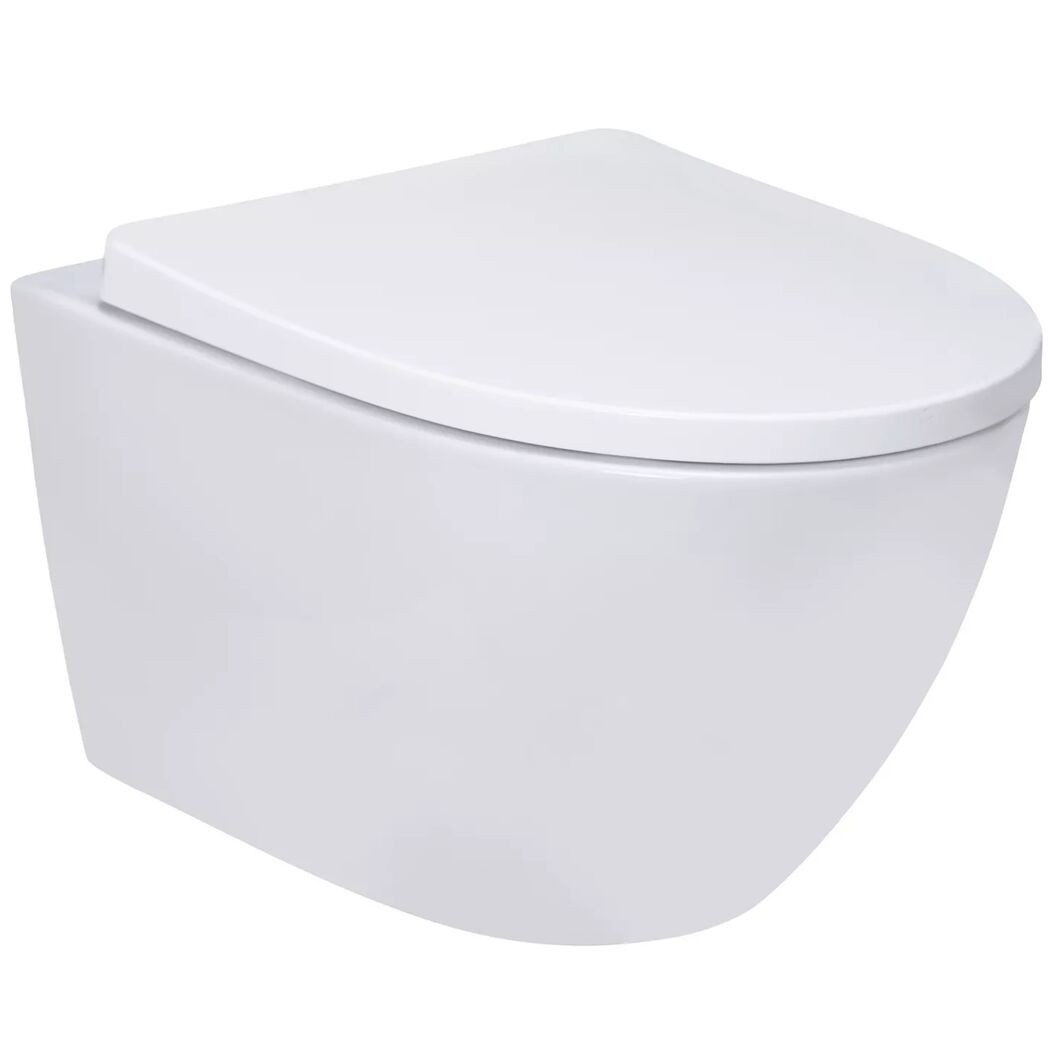 Wand-WC spülrandlos 'Nakia Twister Flush' inklusive WC-Sitz weiß