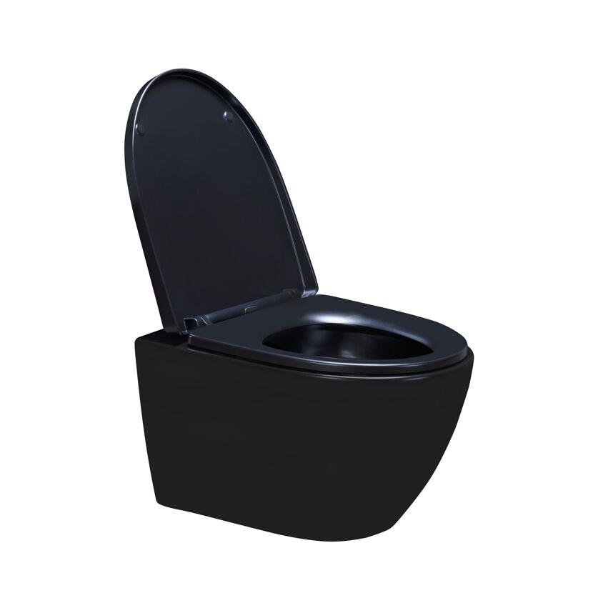 Schwarzes Wand-WC, offen