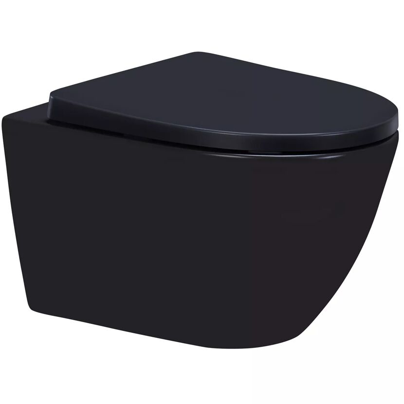 Wand-WC spülrandlos 'Nakia Twister Flush' inklusive WC-Sitz schwarz