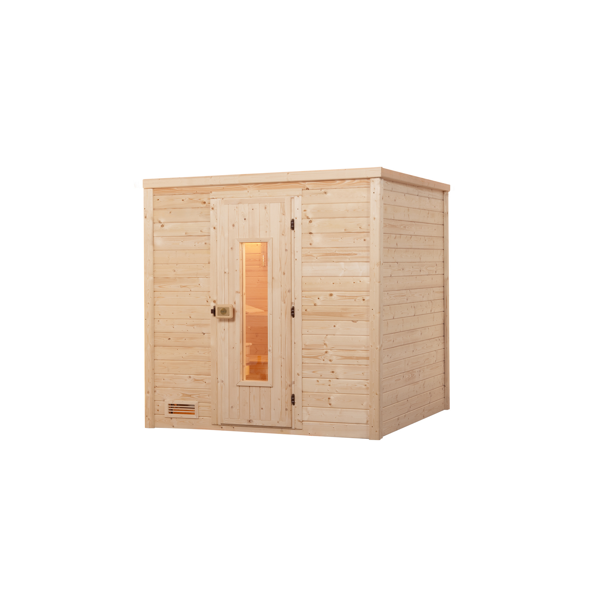 Premium-Massivholzsauna 'Bergen 2' natur Holztür 198 x 198 x 205 cm, ohne Ofen
