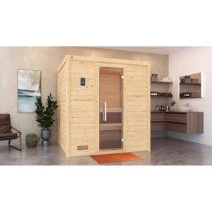 Premium-Massivholzsauna 'Bergen 2' natur Glastür 198 x 198 x 205 cm, ohne Ofen