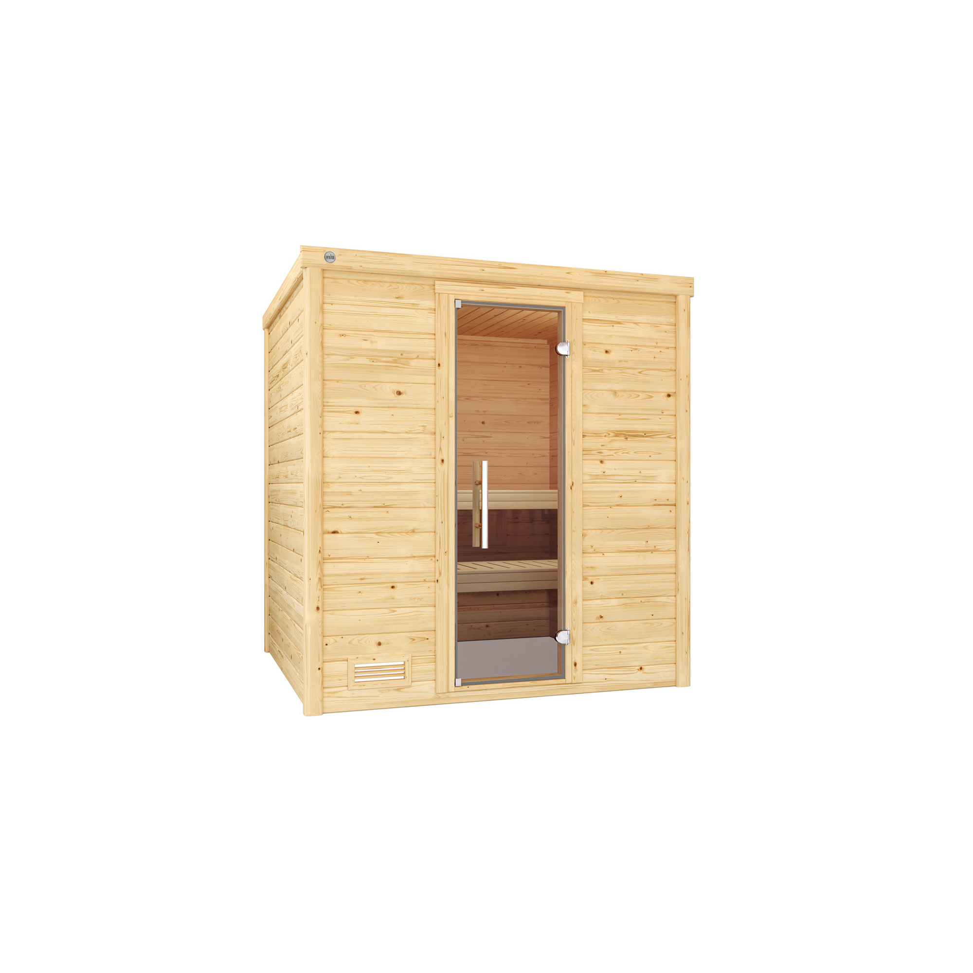 Premium-Massivholzsauna 'Bergen 2' natur Glastür 198 x 198 x 205 cm, ohne Ofen