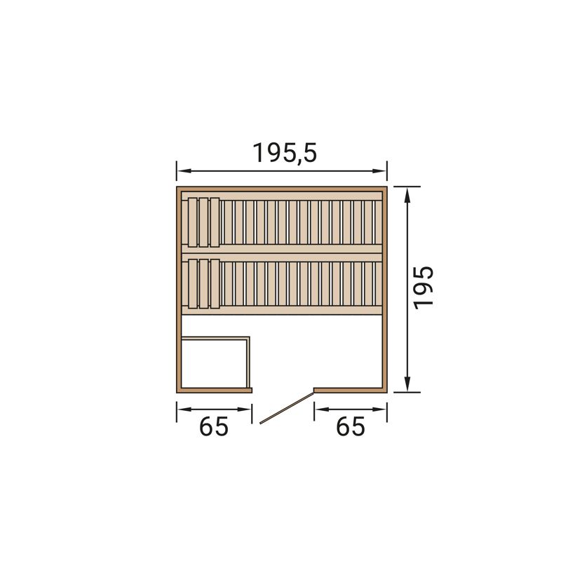 Premium-Massivholzsauna 'Bergen 2' natur Glastür 198 x 198 x 205 cm, ohne Ofen