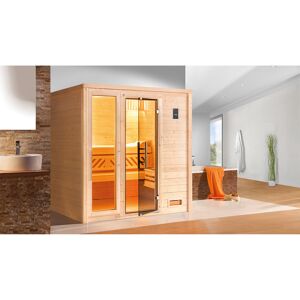 Premium-Massivholzsauna 'Bergen 2' natur Glastür Fenster 198 x 198 x 205 cm, ohne Ofen