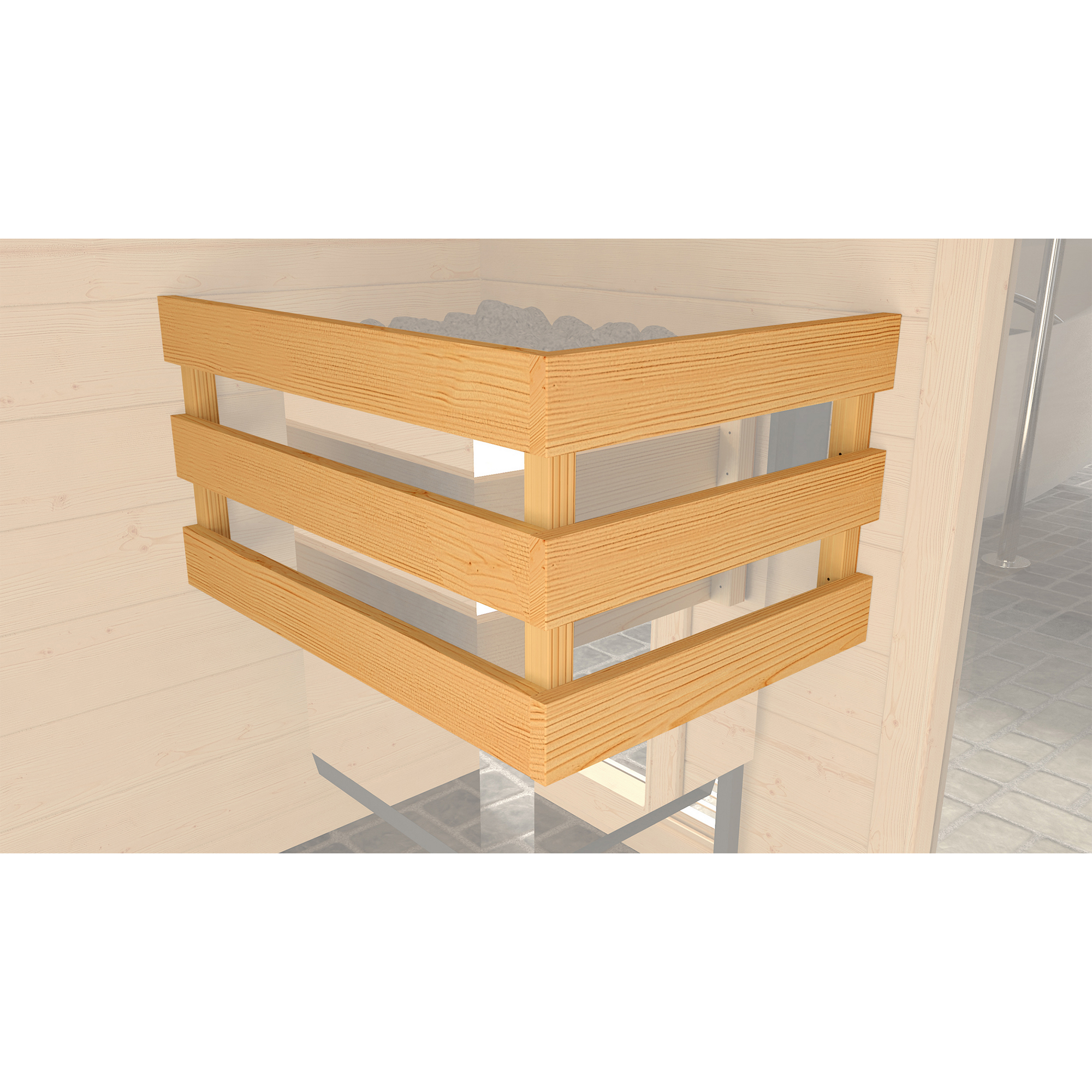 Premium-Massivholzsauna 'Bergen 2' natur Glastür Fenster 198 x 198 x 205 cm, ohne Ofen