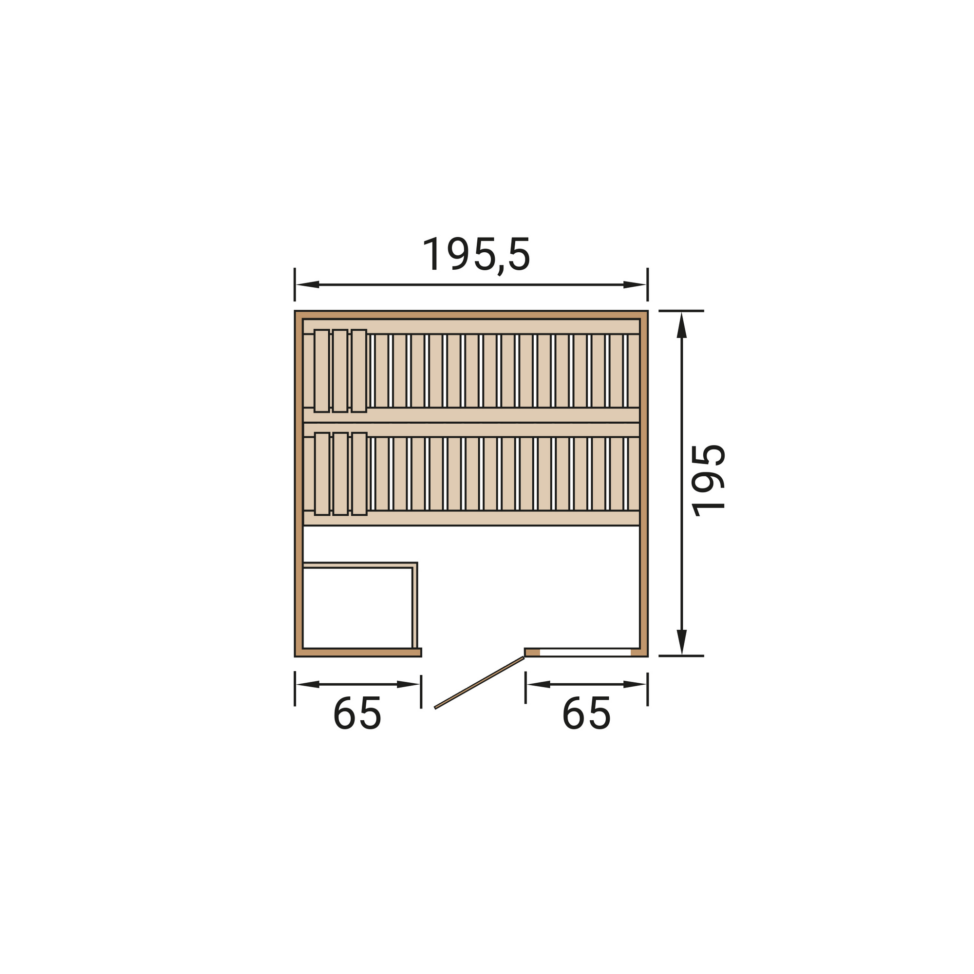 Premium-Massivholzsauna 'Bergen 2' natur Glastür Fenster 198 x 198 x 205 cm, ohne Ofen
