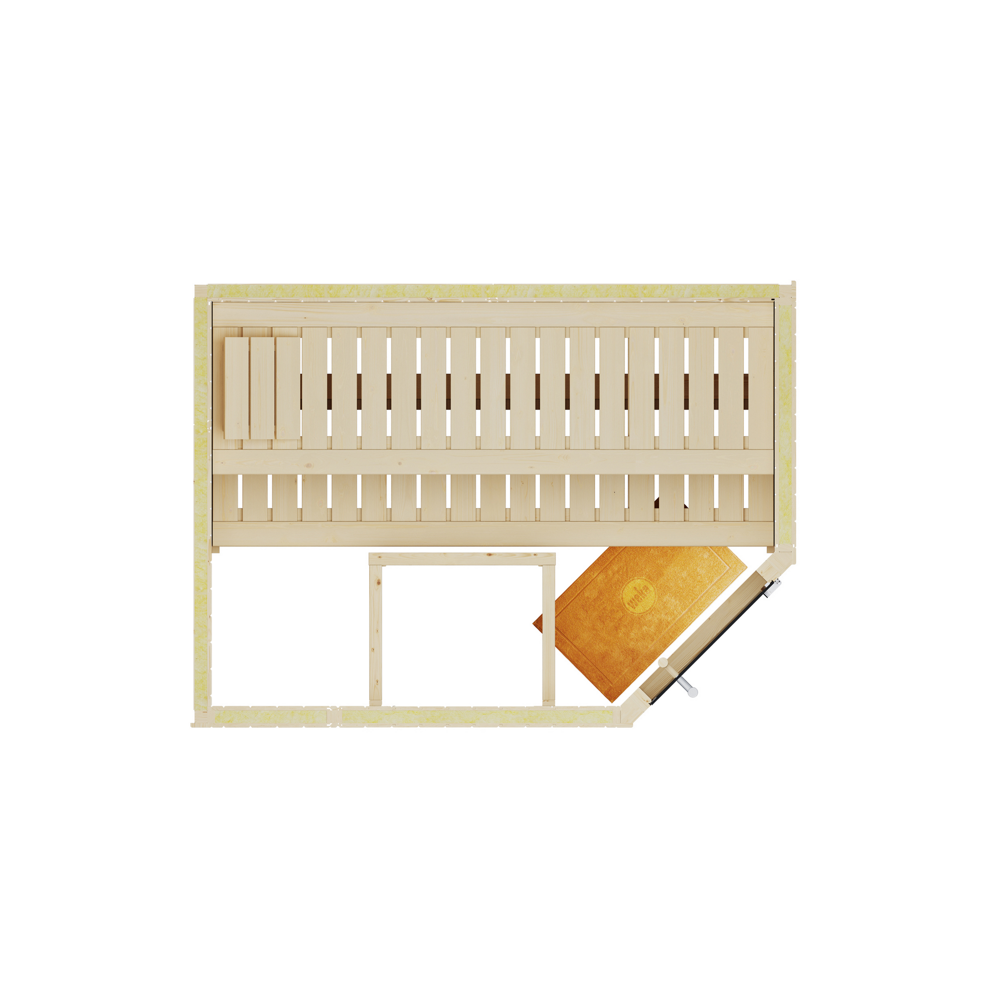 Elementsauna 'Varberg 1 Eck' weiß lasiert Glastür 194 x 144 x 199 cm, ohne Ofen