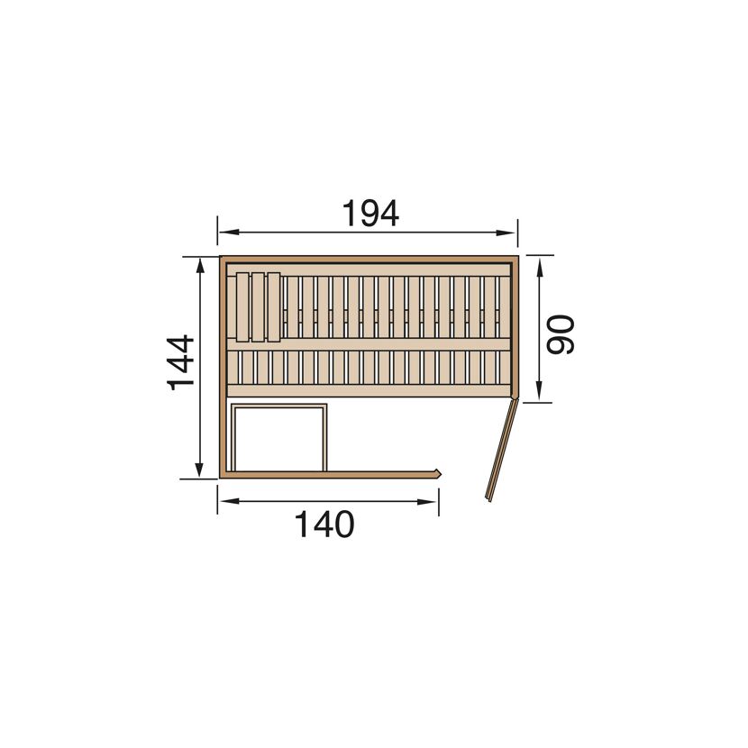 Elementsauna 'Varberg 1 Eck' weiß lasiert Glastür 194 x 144 x 199 cm, ohne Ofen