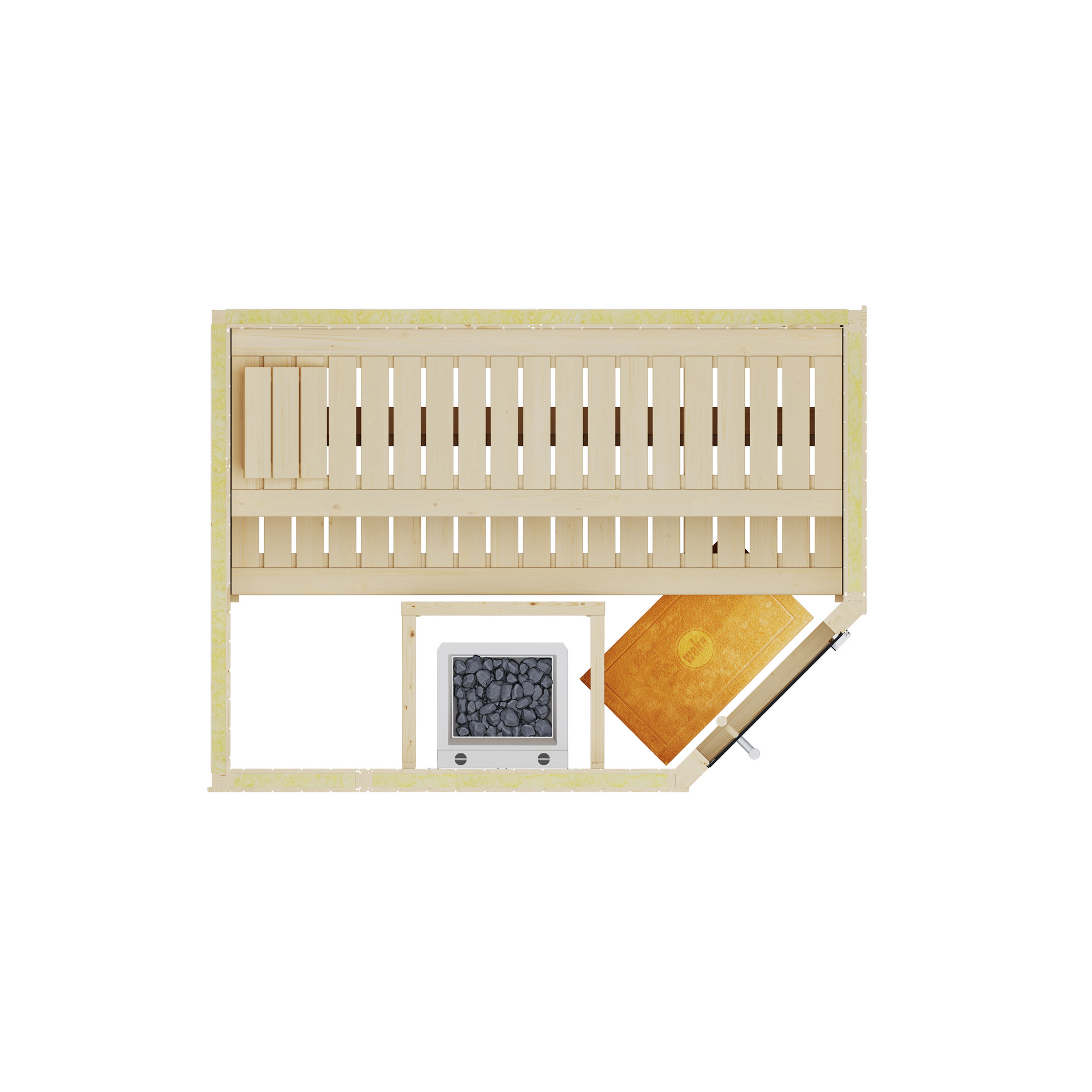 Elementsauna 'Varberg 1 Eck' weiß lasiert 7,5 kW BioS-Ofen mit Steuerung Glastür 194 x 144 x 199 cm