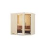 Elementsauna 'Varberg 1 Eck' weiß lasiert Glastür, Fenster 194 x 144 x 199 cm, ohne Ofen