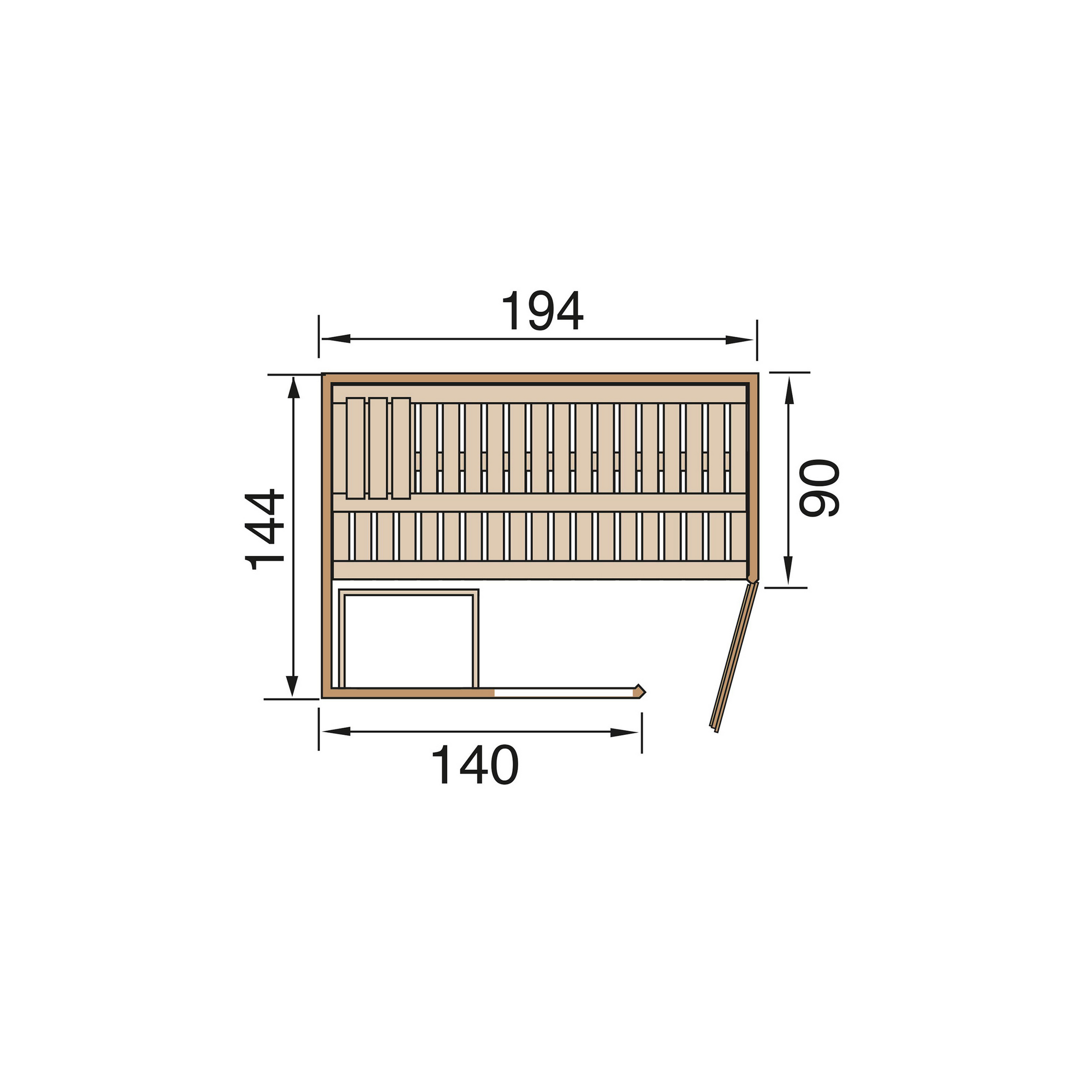 Elementsauna 'Varberg 1 Eck' weiß lasiert Glastür, Fenster 194 x 144 x 199 cm, ohne Ofen