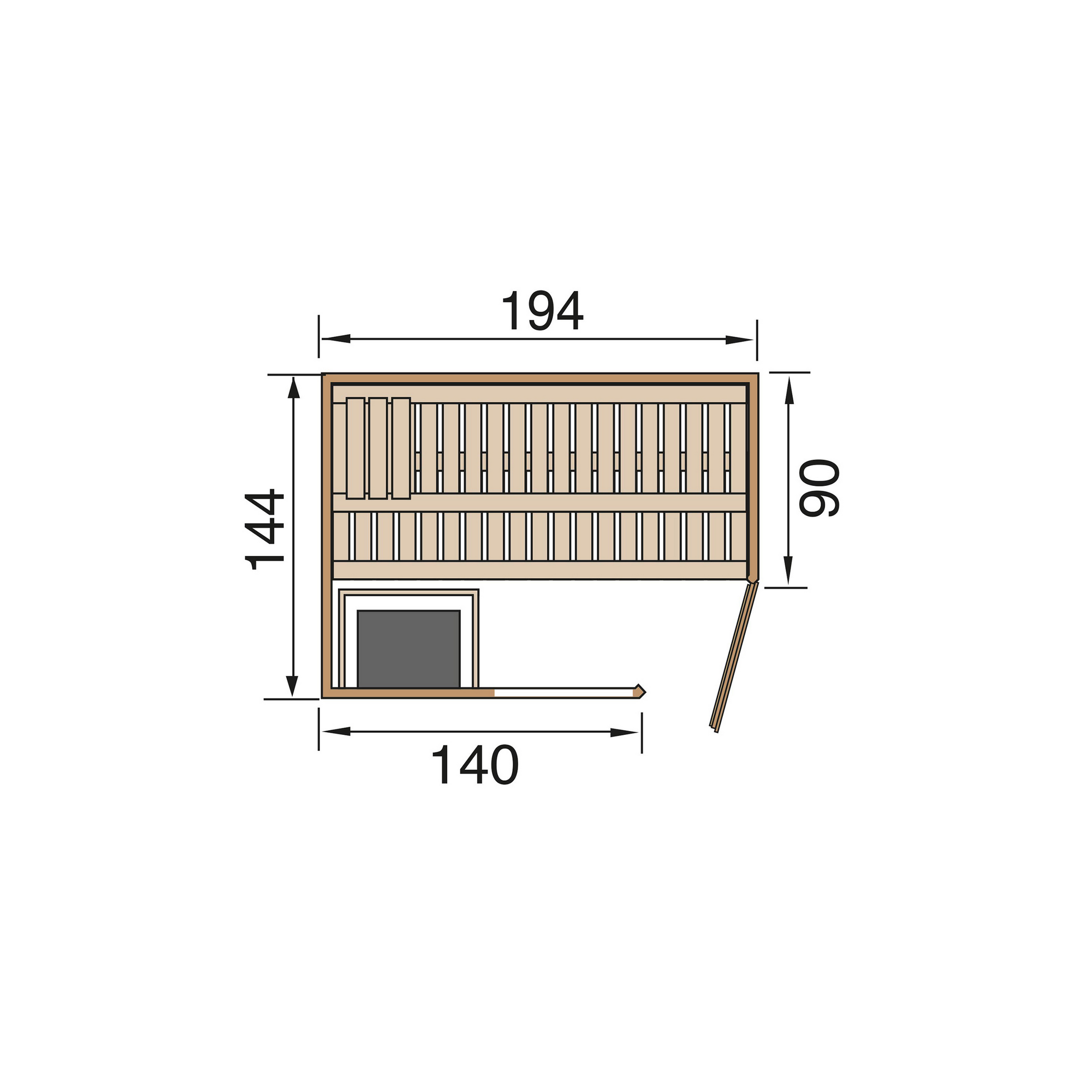 Elementsauna 'Varberg 1 Eck' weiß lasiert 7,5 kW BioS-Ofen mit Steuerung Glastür, Fenster 194 x 144 x 199 cm