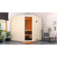 Elementsauna 'Varberg 3 Eck' weiß lasiert 7,5 kW OS-Ofen mit Steuerung Glastür 194 x 194 x 199 cm