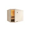 Elementsauna 'Varberg 4 Eck' weiß lasiert 7,5 kW OS-Ofen mit Steuerung Glastür 244 x 194 x 199 cm