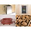 Elementsauna 'Varberg 4 Eck' weiß lasiert 7,5 kW OS-Ofen mit Steuerung Glastür 244 x 194 x 199 cm